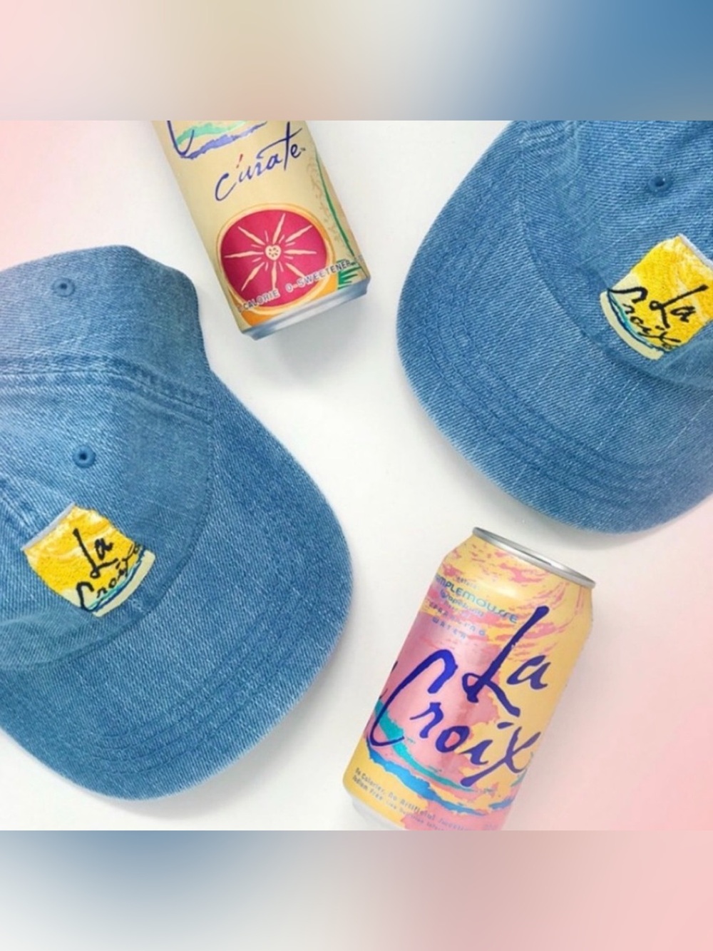 NWOT La Croix Dad Denim Baseball Cap and Tote Bag